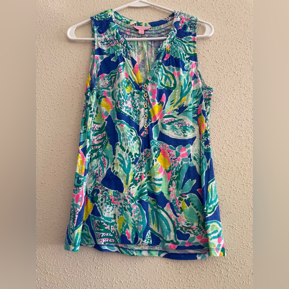 Lilly Pulitzer Women’s Small Essie Tank Top Tropical Print - Picture 5 of 8